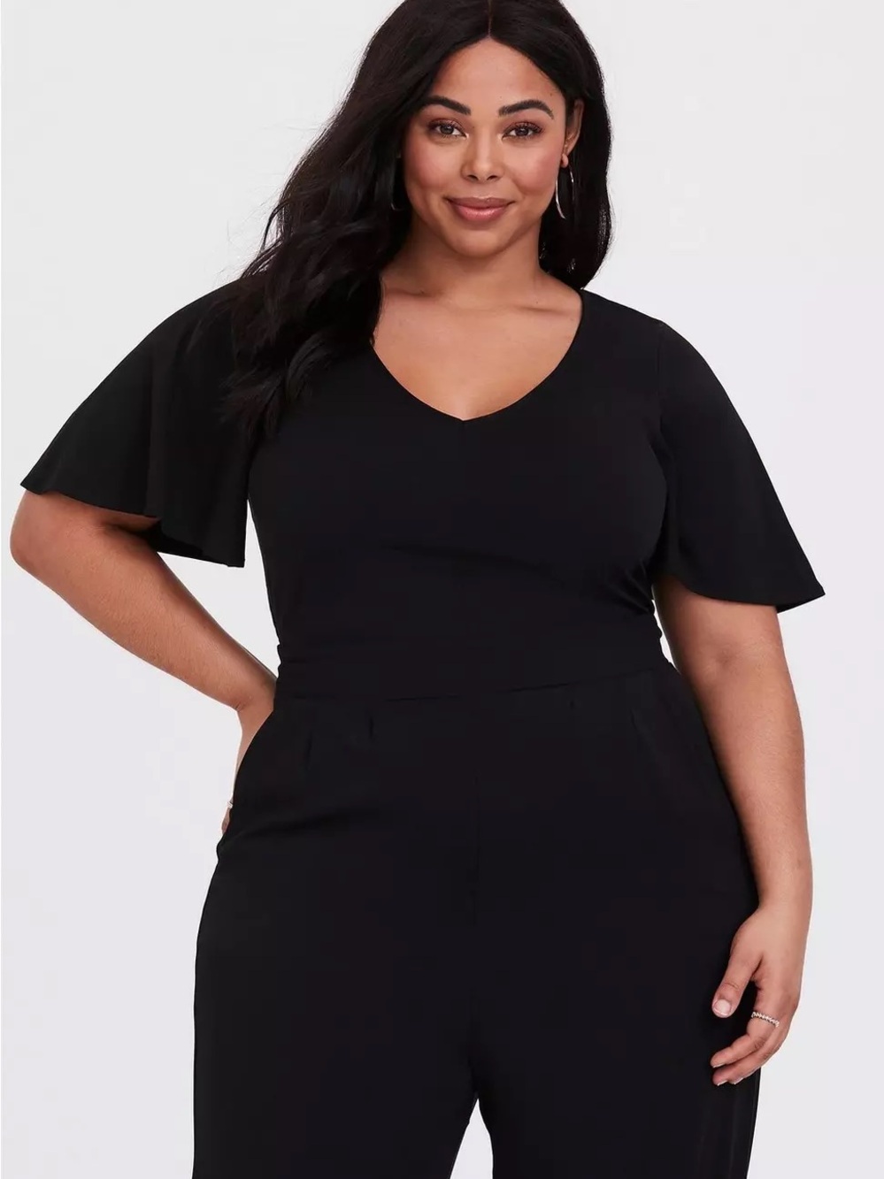 Torrid V-Neck Short Sleeve Drawstring Waist Romper Black Casual Lounge Jumpsuit